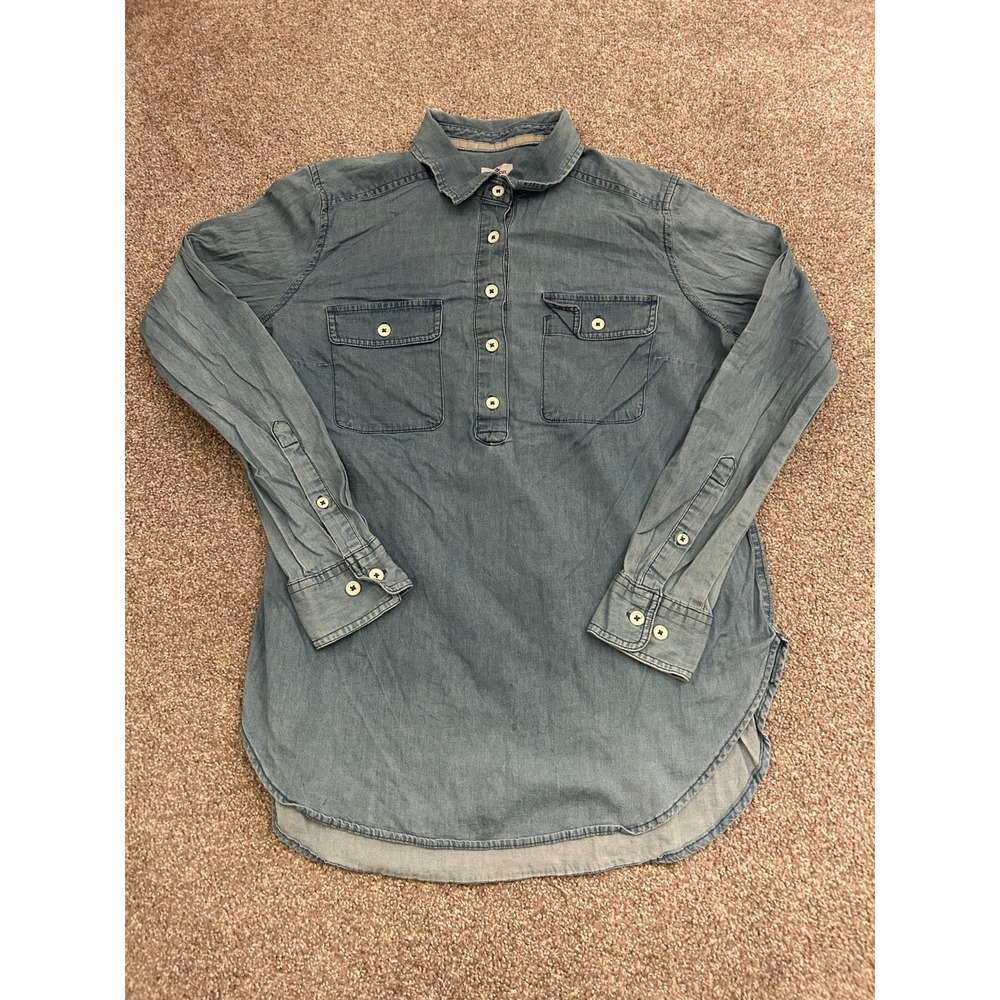 Ridgecut Toughwear Chambray Tunic Women Medium Blue Excellent Pockets Stretch
